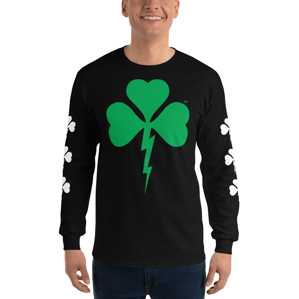 Image of Shamrock Lightning Bolt Black Long Sleeve Shirt