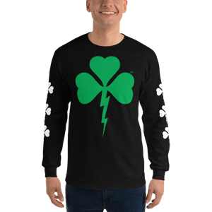 Image of Shamrock Lightning Bolt Black Long Sleeve Shirt