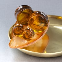 Image 2 of Smoke Plugs - Epoxy Resin - Round - 6mm - 50mm - Amber and Coffee - Custom Plugs for Stretched Ears 