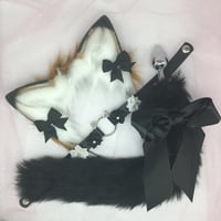 Black / Brown  Furry Fox wolf Petplay Set 