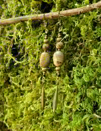 Image 2 of Jasper and Brass Drop Earrings 