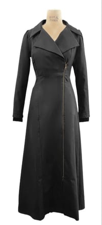 Image 1 of  McClearon Jacket- black asymmetrical Zip Trench jacket/Dress,  Modern Goth  with a Twist.