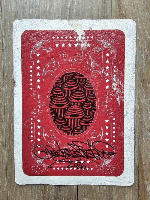 Image of Original Drawning on found 8" x 11" Joker Card