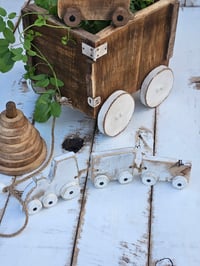 Image 3 of Wooden rustic  cart trolley brown natural +white