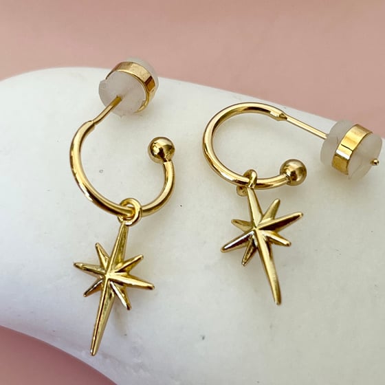 Image of Gold Half Hoops - Long star