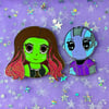 XOXO Gamora and Nebula Enamel Pins