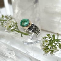 Image 2 of Emerald Valley Kingman Turquoise w/ 14K Gold Bezel~Size 6.5