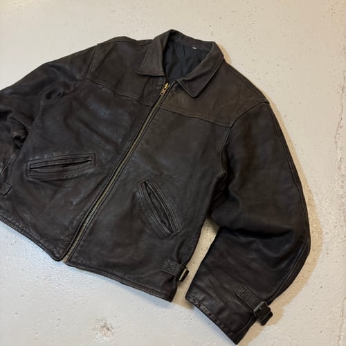 Image of 1990s Cropped Heavyweight Leather Jacket, Size Medium