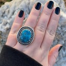 Image 1 of Bright Blue Round Kingman Turquoise Handmade Sterling Silver Ring