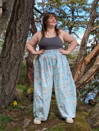 Image 1 of Blue and Pink Floral Pants