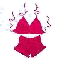 Neon Pink Bare Crochet Short Set