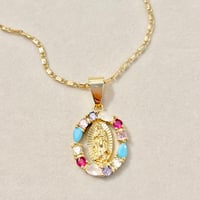 Image 1 of Multi Color Virgencita Necklace 
