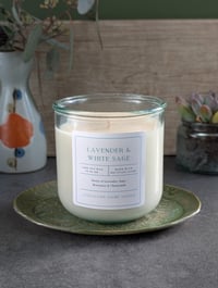 Image 1 of Recycled Glass - White Sage & Lavender Soy Wax Candle