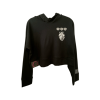Image 1 of BLACK  Heart Girl Crop Top Hoodie JP & RL LIMITED