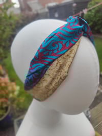 Image 3 of Boho turban Head Band- sari fabric purple red