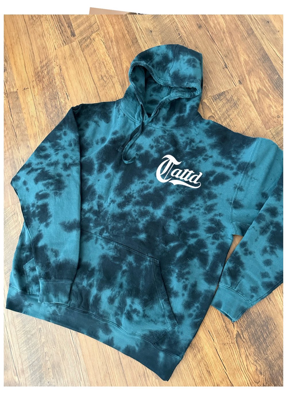 THE TEAL & BLACK TIE DYE Tattd HOODIE!!!