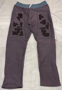 Image 1 of Cowhide Patchwork Cotton Fleece Sweatpants (Lavender Wine/Grape)