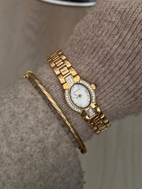 Image 1 of Elgin Gold Tone Crystal and mother of Pearl on dial 