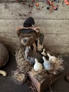 Bramble the Bear and his faithful Crow - Pull toy with sign
