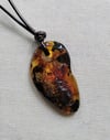 Baltic dark, colourful Amber pendant with cord