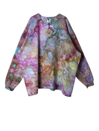 Image 2 of 4XL Unisex Ring Spun Cotton Blend Crew Sweatshirt in Muted Watercolor Ice Dye