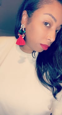 Image 1 of Bombshell tassel earrings-RED