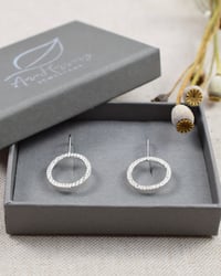 Image 3 of Texture circle drop earrings 
