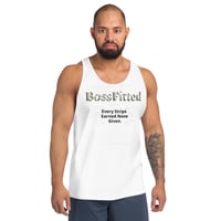 BOSSFITTED White and Zebra Striped Unisex Tank Top