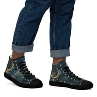 Image 6 of Blue and Gold Celestial Moons Design Men’s High Top Canvas Shoes