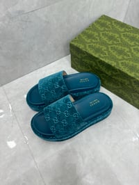 Image 3 of Platform velvet slides 