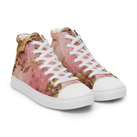 Image 2 of Pastel Pink Tattered Texture Gold Goth Lolita Baroque Inspired Women’s high top canvas shoes