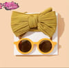 2pcs  Bow Headband Round Sunglasses Set