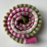 Image 1 of Pink + Green Stripey Scarf 