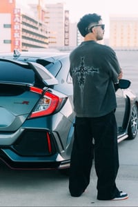 Image 4 of GOTHIC CROSS “OVERSIZED” DROP SHOULDER TEE IN VINTAGE BLACK