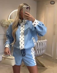 Image 4 of Pastel polka dot jacket shorts set - 7 colours 