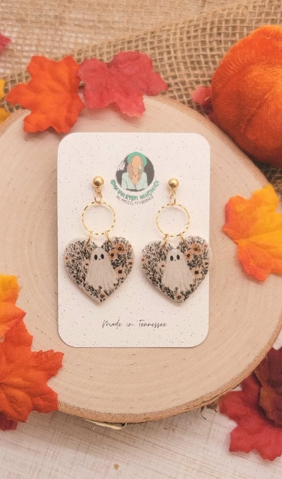Image of Fall Ghost Heart Dangles