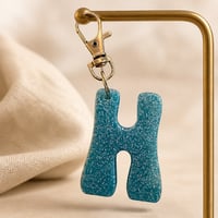 Image 3 of Blue Glitter Letter Keychain • Personalized Resin Charm