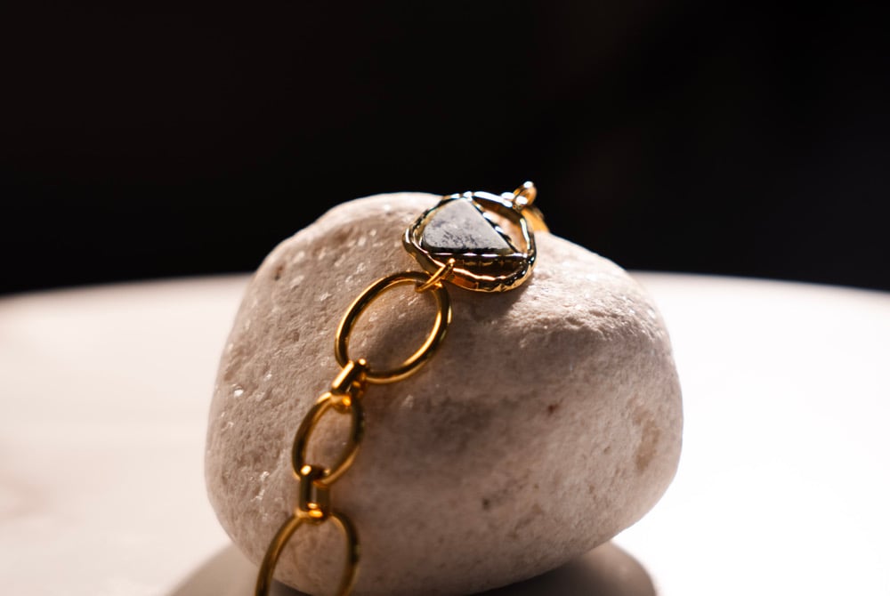 Image of AURORA 18ct Gold Plate Natural Stone Abstract Bracelet 