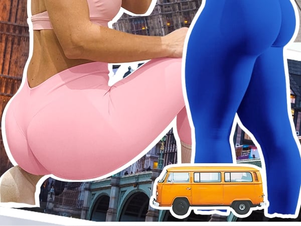 Image of SoftHue Hidden Scrunch Butt Workout Leggings for Women Seamless Mid Low Waist 25" Impact Yoga Pants