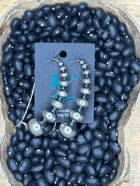 Image 2 of 3-14mm Sterling Silver Pearls Horseshoe Hook Earrings