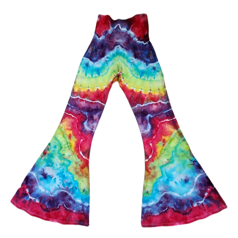 Image of XS rainbow geode bell bottoms made in usa
