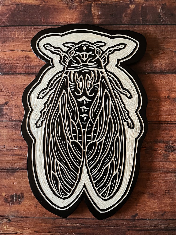 Image of Cicada Woodcut 
