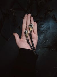 Image 2 of Labradorite and bone pentagram earrings 