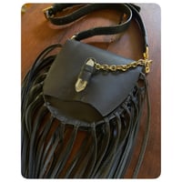 Image 3 of The Asile Fringe Crossbody - Matte Black Leather