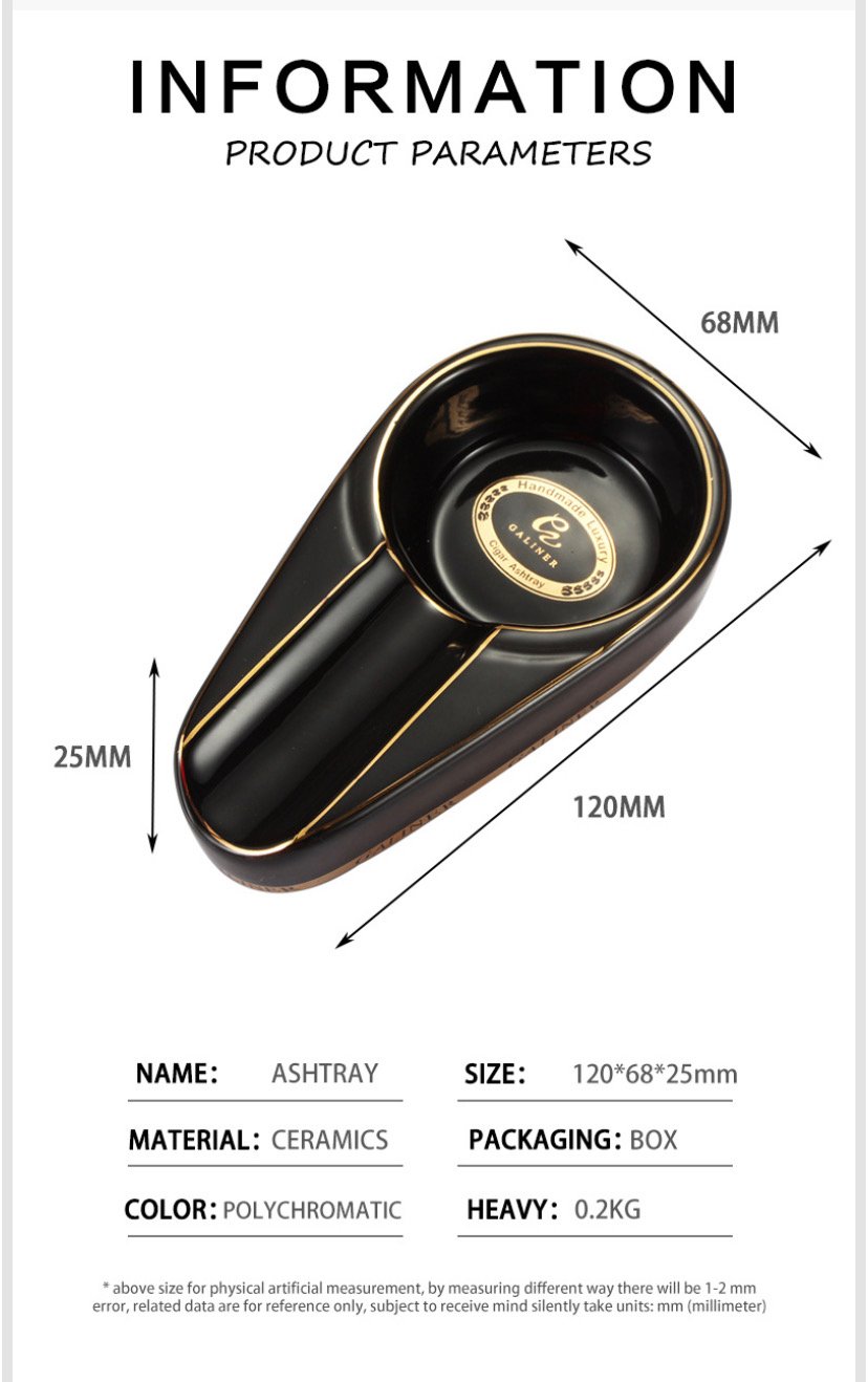 Image of Ceramic Cigar Ashtray Single Cigarate Travel Ash Holder Round Ash Slot Portable