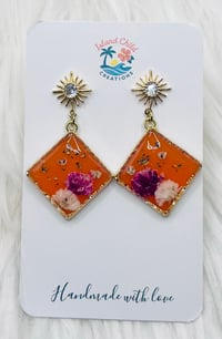 Image 3 of ORANGE STAR FLORAL DANGLES