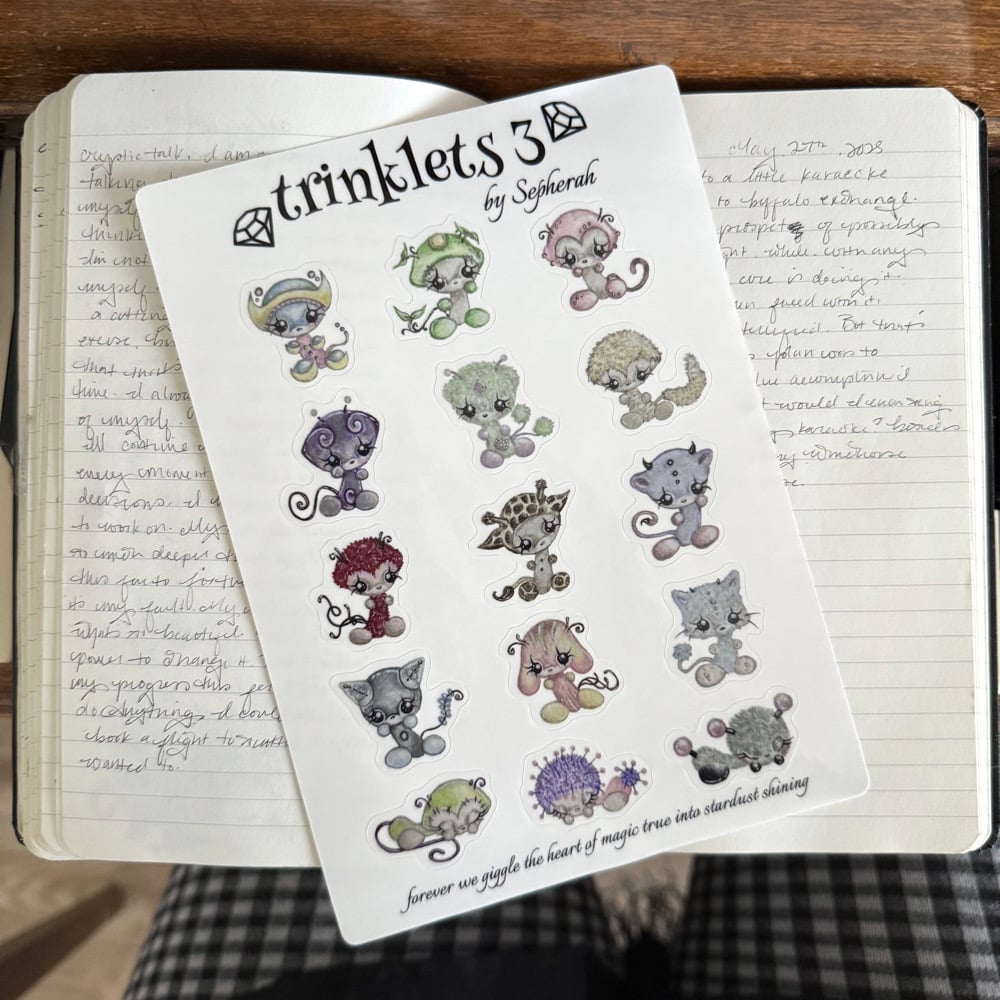 Image of trinklets 3 sticker sheet (15 pc) transparent 