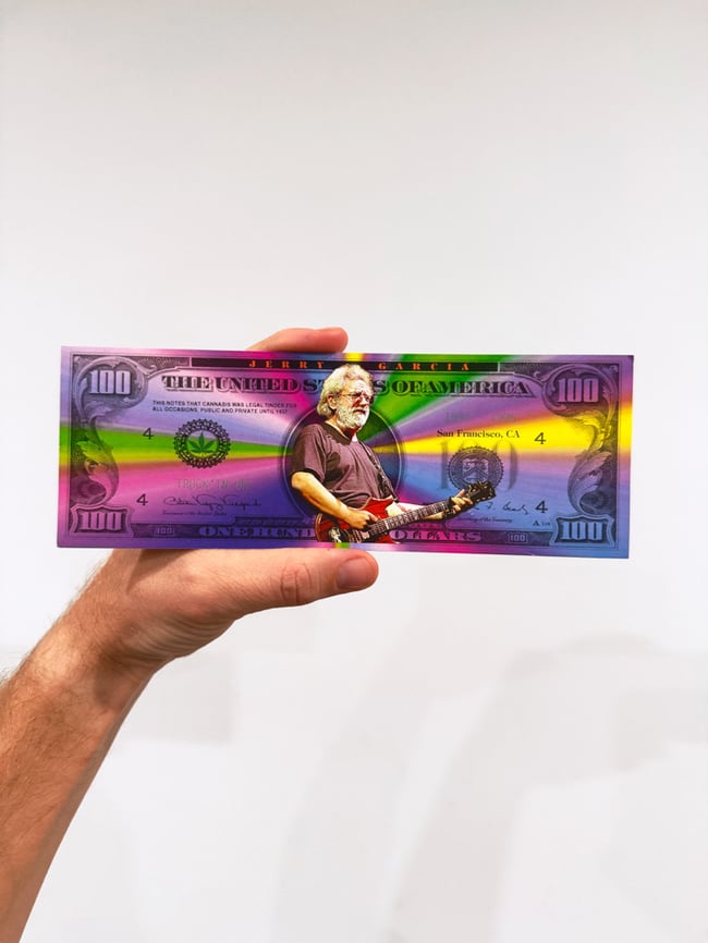 Jerry Garcia 1995 $100 Bill 8.5” Sticker 