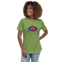 Image 1 of Women's Relaxed T-Shirt, Rainbow Lips Dripping Paint Retro Tee