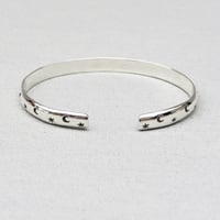 Image 4 of Handmade Star And Moon Chunky Rounded Sterling Silver Cuff Bracelet